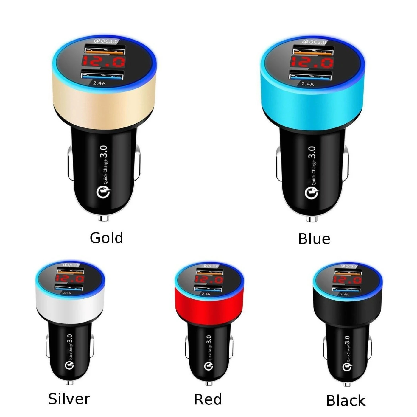1 шт., DC12V-24V, USB, два порта, цифровой дисплей, автомобильное зарядное устройство, запчасти для прикуривателя