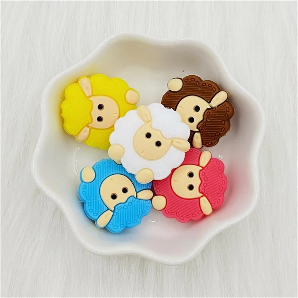 10pcs/lot  Animals Cartoon Silicone Beads Teething  sheep Beads  DIY Pacifier Clip For Children Newborn Baby Teether For Teeth 2