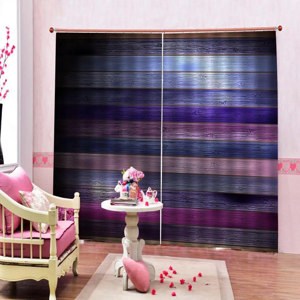 Современные домашние украшения занавески для гостиной 3d фиолетовые доски