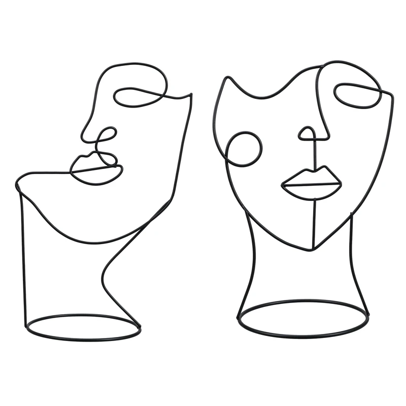 Modern Decorative Figure Metal Face Art Statue Abstract Decoration For Home Nordic Ornament | Дом и сад