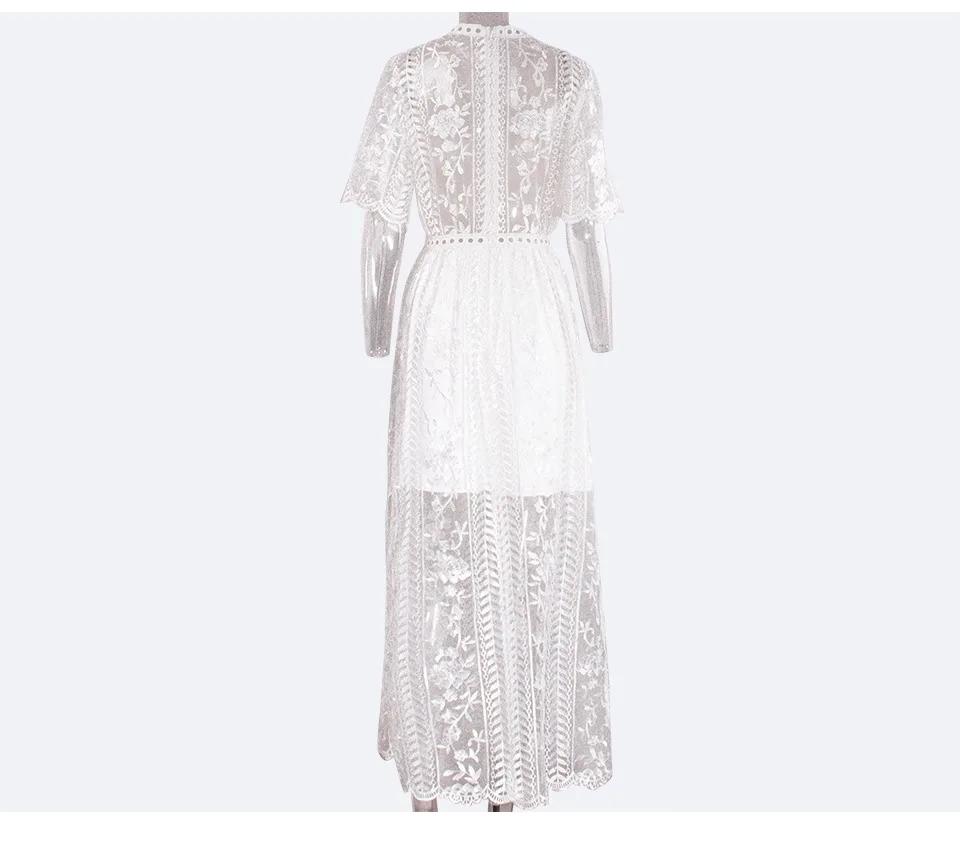 Vestidos Largos De Fiesta De Noche белое кружевное платье с разрезом и кружевом Lange Jurken сексуальное Белое платье с вышивкой Элегантные женские вечерние платья