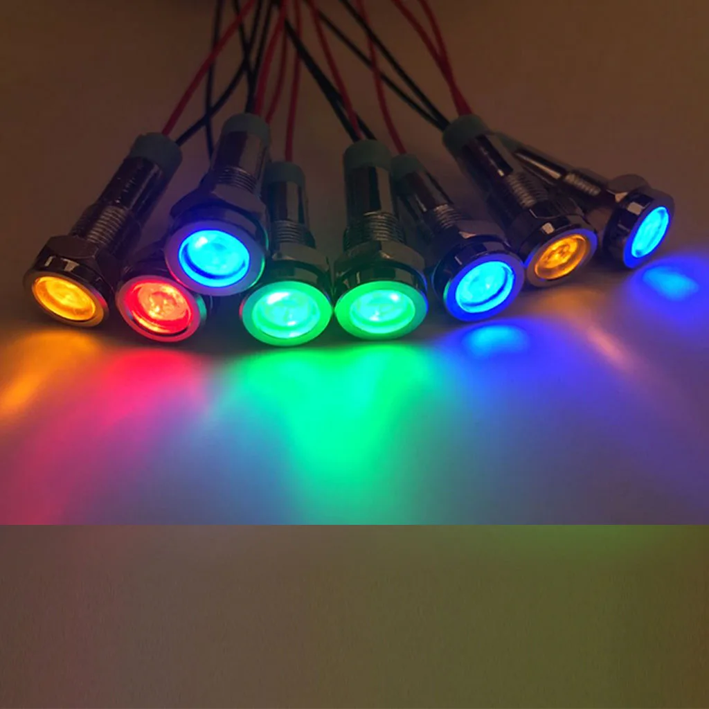 DC 3V 6mm Waterproof Prewired LED Metal Indicator Warning Signal Light Dash Panel Bulbs Lamp for Car Boat Marine 