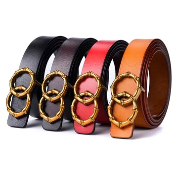 

Luxury Fashion Cowhide Jeans Accessories Women Belt New Round Ring Buckle Good Quality Genuine Leather Style Design Belts