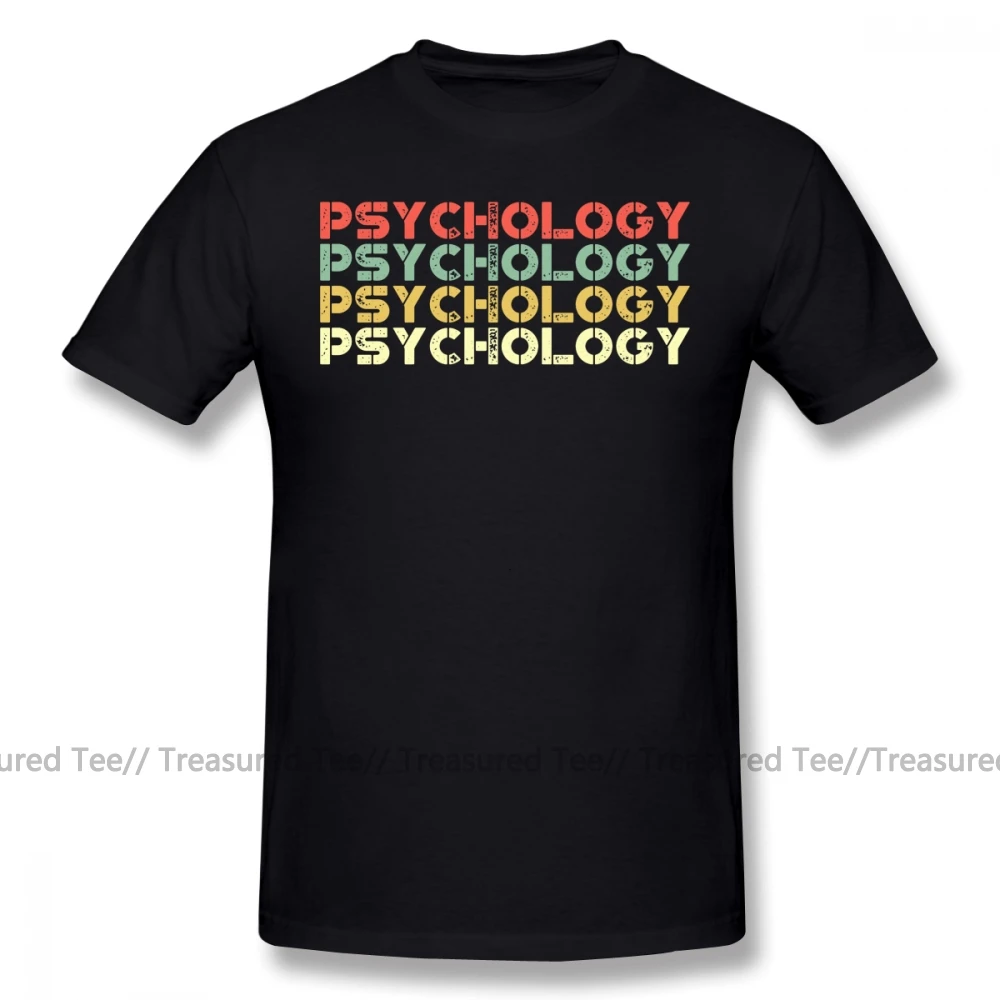 Футболка с принтом «Psychology», Винтажная футболка в стиле «Psychology Retro», забавная Футболка с принтом, 6xl, летняя мужская футболка с коротким рукавом из 100 хлопка - Цвет: Black