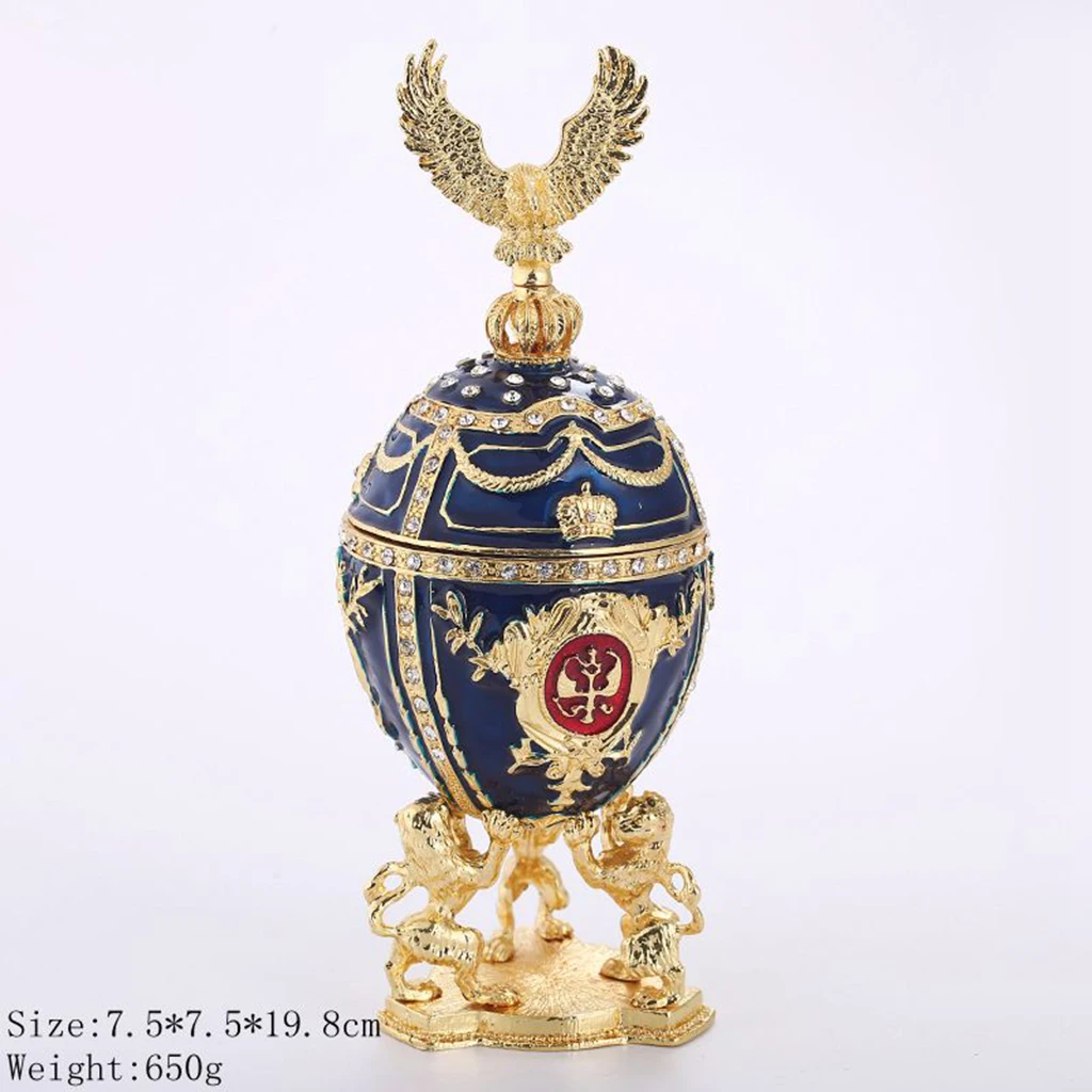 Retro Jewelry Egg Easter Egg Jewelry Boxes With Blue Oil Enamel Exhibition