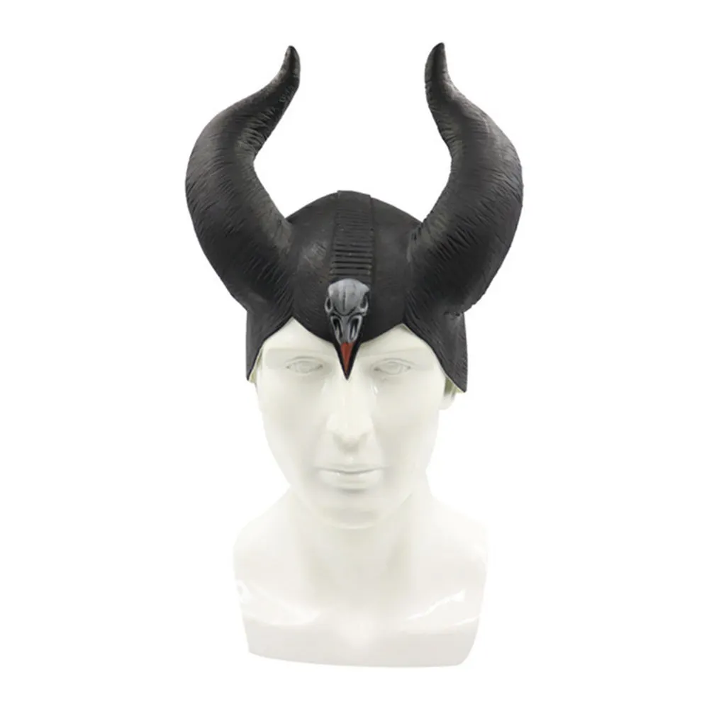 Шлем Maleficent: любовница злой Косплей ведьмы рога Балаклава Черная Королева Хэллоуин головные уборы для вечеринки