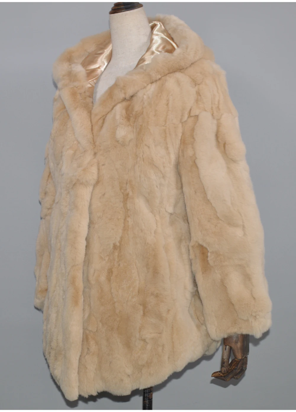 Хорошее качество, женская зимняя длинная куртка из натурального меха Рекс, женская шуба из кролика Рекс, натуральный мех кролика Рекс, пальто с капюшоном