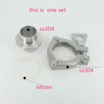 

Free shipping 1.5'' 38MM-159mm Sanitary TriClamp Ferrule + Tri Clamp + Silicon Gasket SS 304