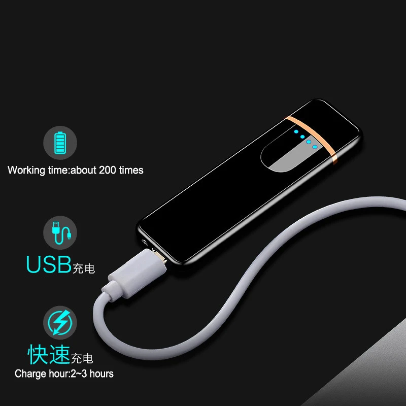 Мини USB Электронная зажигалка ветрозащитный сенсорный сенсор зажигалки мужские подарки для мужчин гаджеты аксессуары для курения сигар