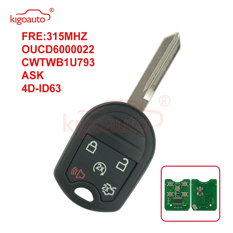 

Kigoauto 164-R8056 CWTWB1U793 Remote key 4 button+panic 315Mhz 4D63 80bit for Ford Taurus Edge