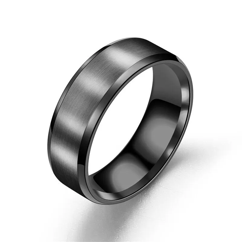 2021 Simple Matte Men Rings Width 8MM Classic Three Color Stainless Steel Rings For Men Jewelry Anniversary PartyGift 
