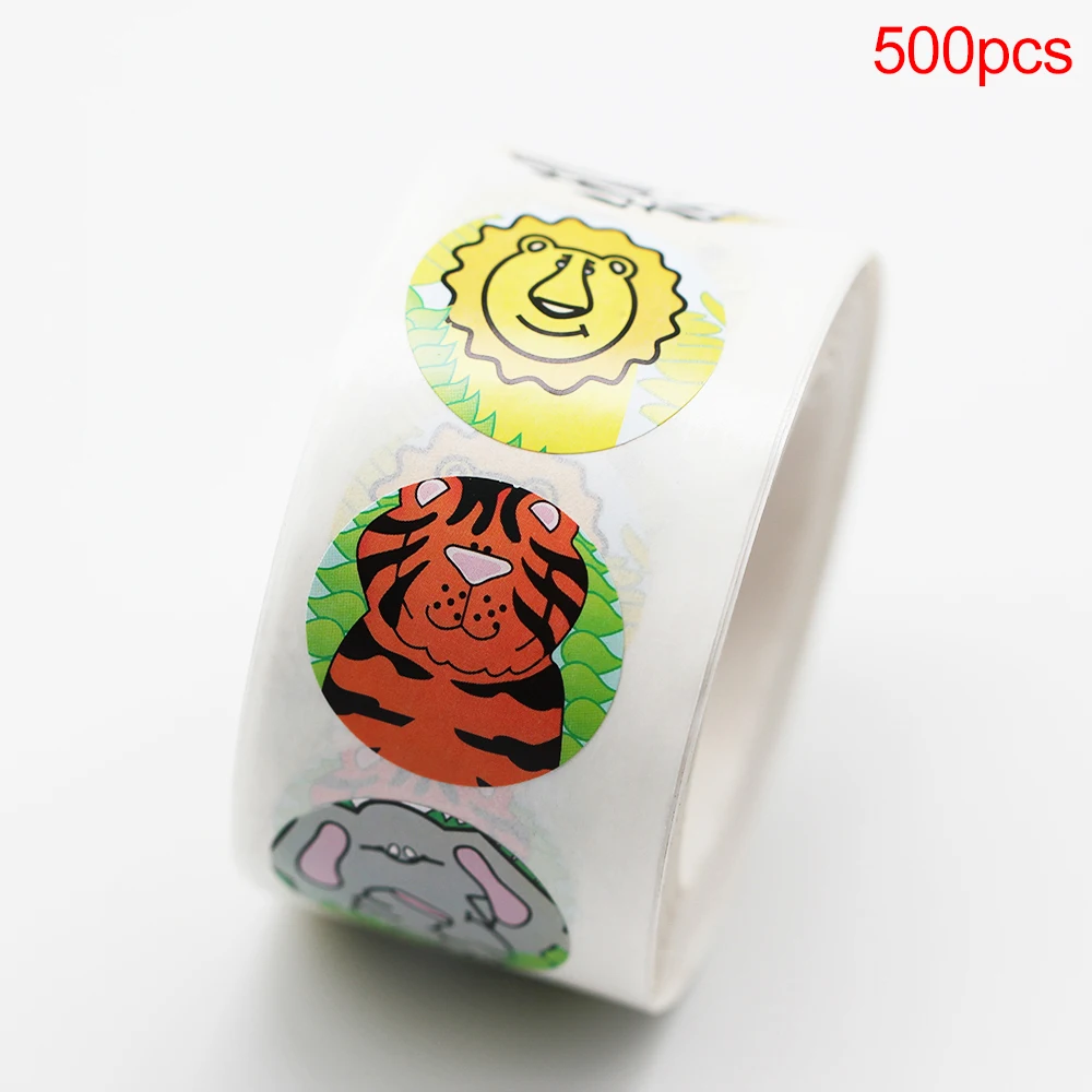 

Cute Animal Paper Sticker Four Style For Kids Birthday Decoration Gift Tag Cartoon Paper 500pcs/Roll