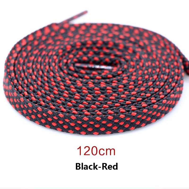 Black-Red Кроссовки с шнурками двухцветные шнурки для обуви повседневные для мужчин и женщин клетчатый двойной слой плоские шнурки 100/120/140 см - Цвет: Black-Red