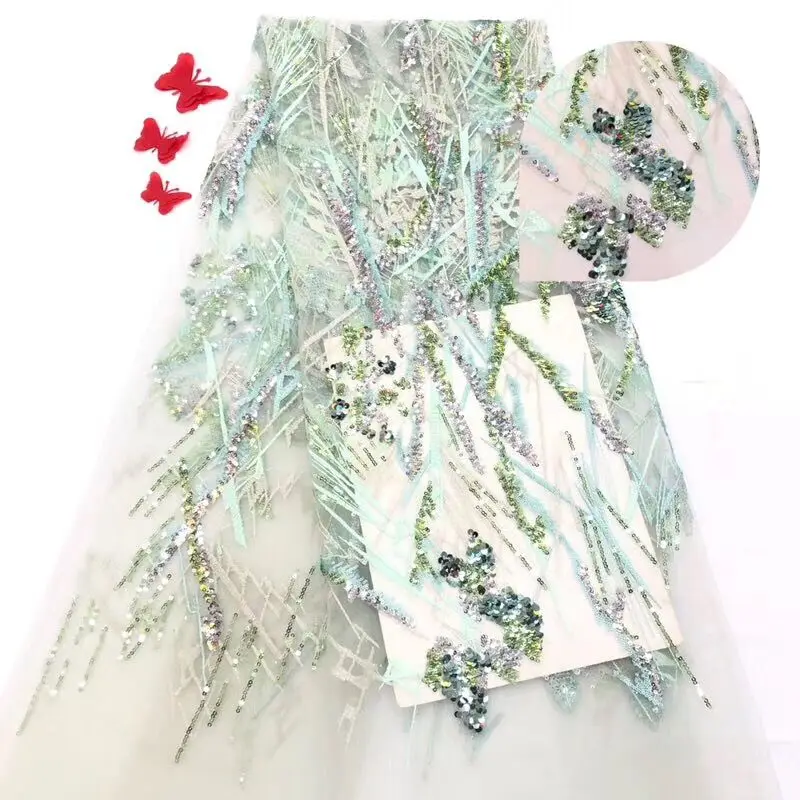 

nigerian lace fabric classic french net fabric with sequins top sale tulle fabric SYJ-9951