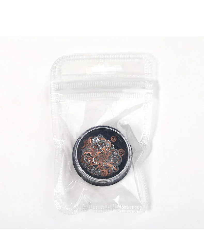 1 Box Steampunk Nail Art Mini Ultra-thin Alloy Gear Gold Silver Patch Mixed 3D Metal Rivets DIY Nail Art Decoration Accessories
