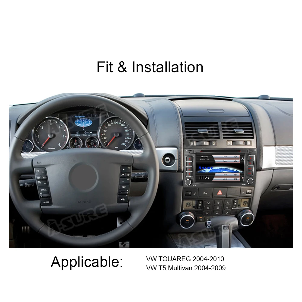 Cheap A-Sure 2 Din 7 Inch WIN CE Car Radio DVD GPS Navigation For Volkswagen VW Multivan T5 Transporter (2002-2010) 1