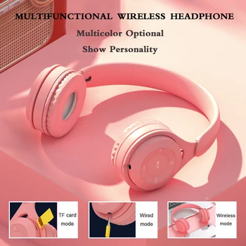 

Over Ear Headphones True Wireless earphones Bluetooth headset with microphone Support TF Card Wired music play for phones laptop
