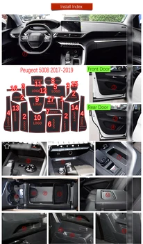 

Door Groove Mat For Peugeot 5008 MK2 2017 2018 2019 5008 II 2 SUV 2nd Gen Accessories Anti-Slip Mat Gate Slot Coaster Car