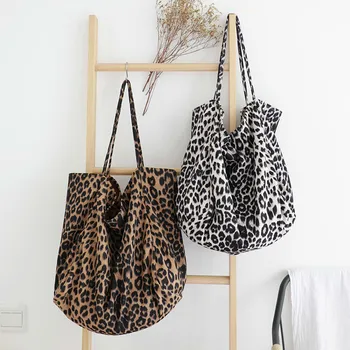 

New Leopard Print Style Totes Canvas Day Clutches Women Shoulder Bags Handbag for Girls Ladies Big Capacity Beach Bag Summer