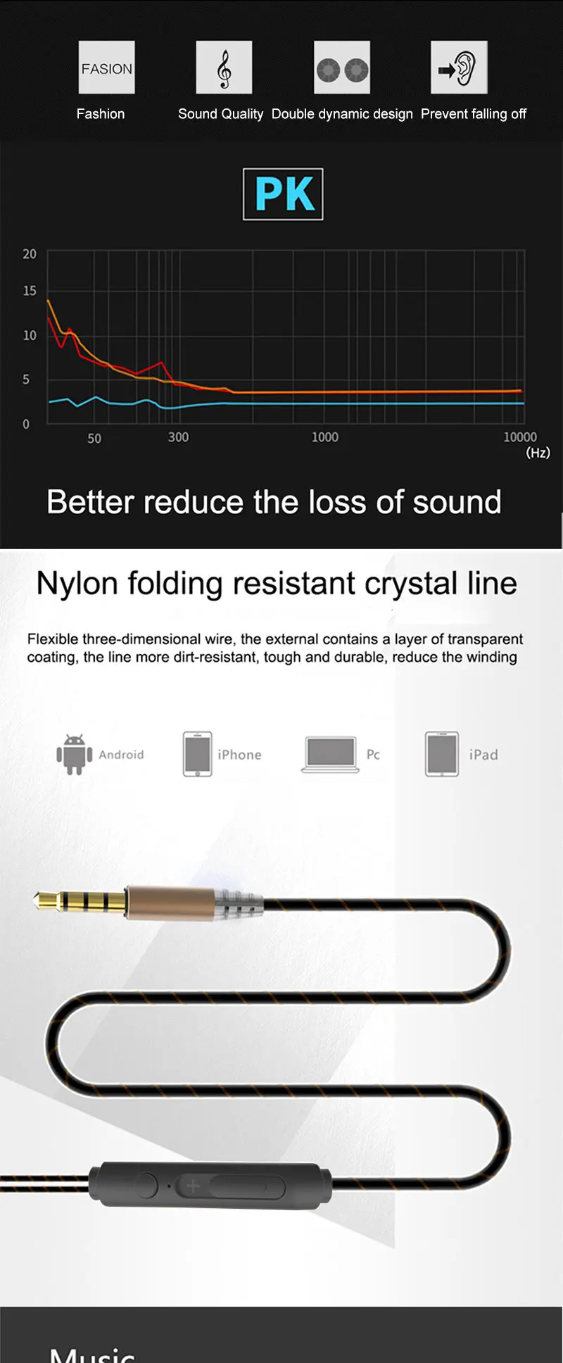Dual Drive Stereo Wired Earphone In-ear Headset Earbuds Bass Earphones For IPhone Samsung 3.5mm Sport Gaming Headset With Mic