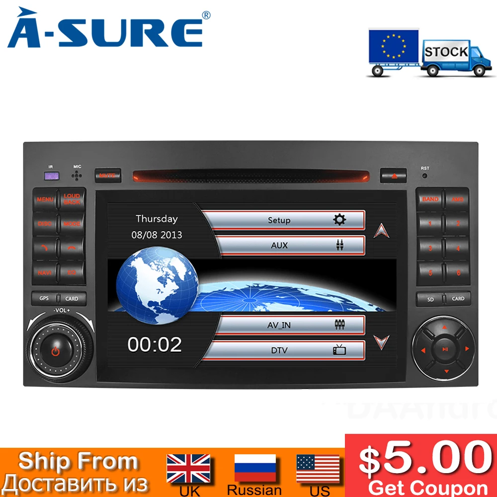 Автомагнитола a-sure 2 din gps навигация для Mercedes Benz A/B класс W203 W209 W169 W245 W906 W163 W639 Vito Sprinter