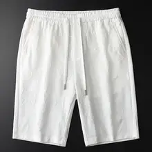 Minglu протектор Белый Для мужчин шорты размера плюс 4xl Роскошные пряжа окрашенный, темный в полоску летние шорты брюки Для мужчин чувствовать себя тонкий Для мужчин короткие штаны