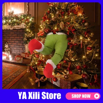 

Christmas Tree Decoration Green Artificial Leg Corduroy Door Decoration Artificial Leg Decoration Plus Garland