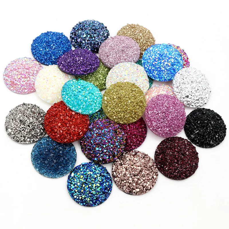 thumbnail image 1 of Nueva moda 10 piezas 20 mm 25 mm colores mezclados estilo mineral natural cabujones de resina con parte posterior plana para pulseras pendientes accesorios, 1 of 4