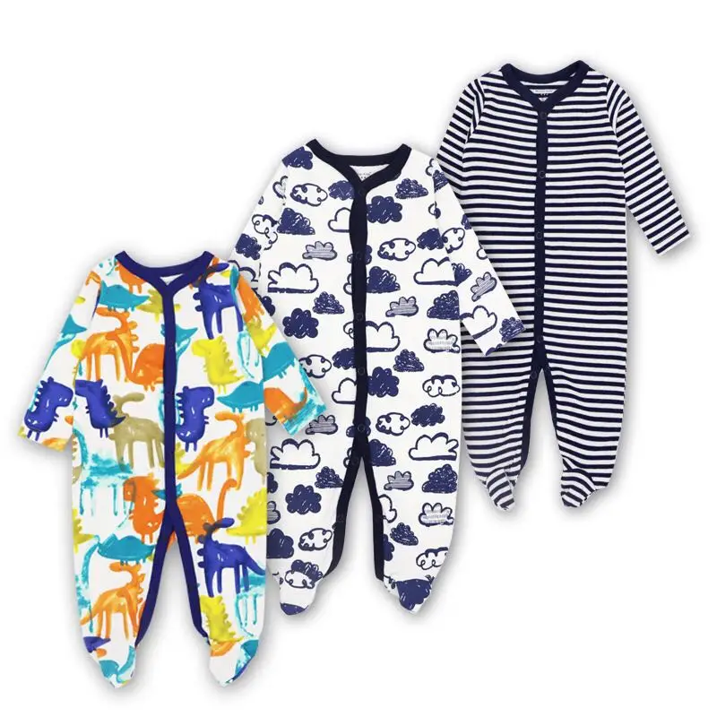 Для маленьких мальчиков комбинезон для сна с мультипликационным принтом дракон детские комбинезоны с печатью спортивный костюм для новорожденных; хлопковые пижамы с длинными рукавами для детей 0-12 месяцев, комбинезон, детская одежда - Цвет: 8