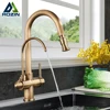 Rozin Filter Water Kitchen Faucet 2 in 1 Antique Brass Pull Out Nozzle Kitchen Purification Crane 2 Ways Swivel Mixer Tap 1
