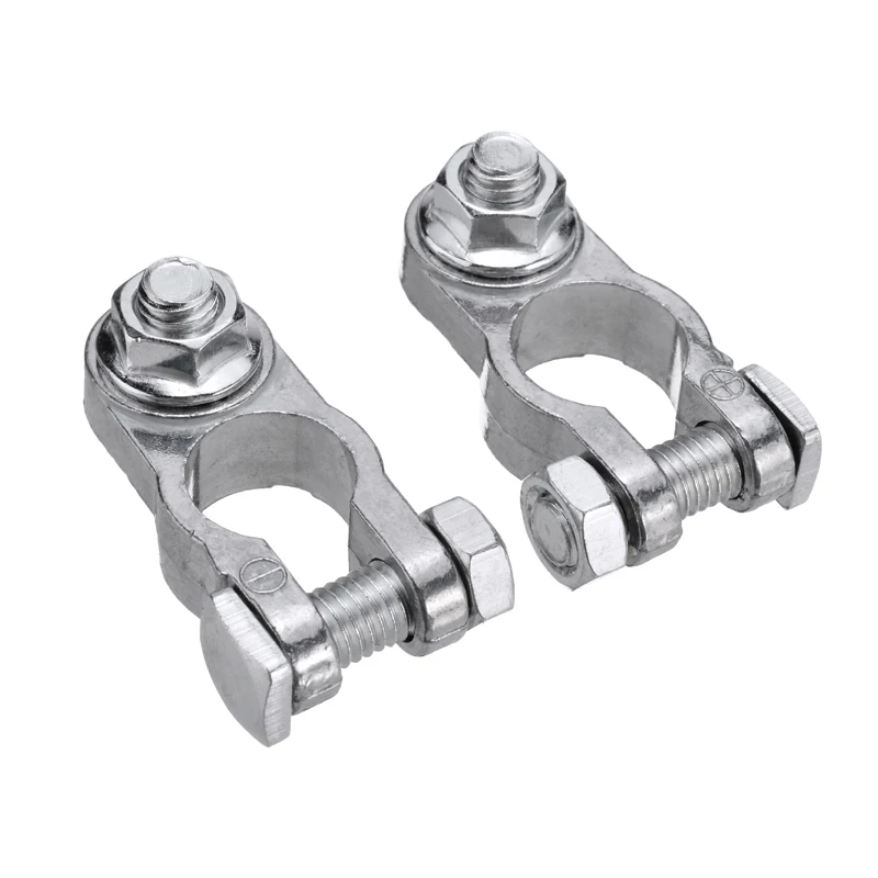 Mayitr 2pcs Zinc alloy Car Battery Terminals Heavy Duty Cable Connector Clamp Positive Negative For Caravan Van Motorhome Boat