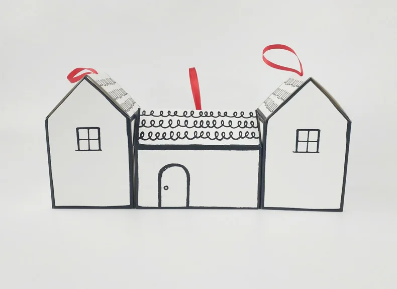 Форма дома конфеты подарочные пакеты с веревками Рождественская елка печенья сумки Счастливого Рождества упаковочные коробки для гостей вечерние Декор
