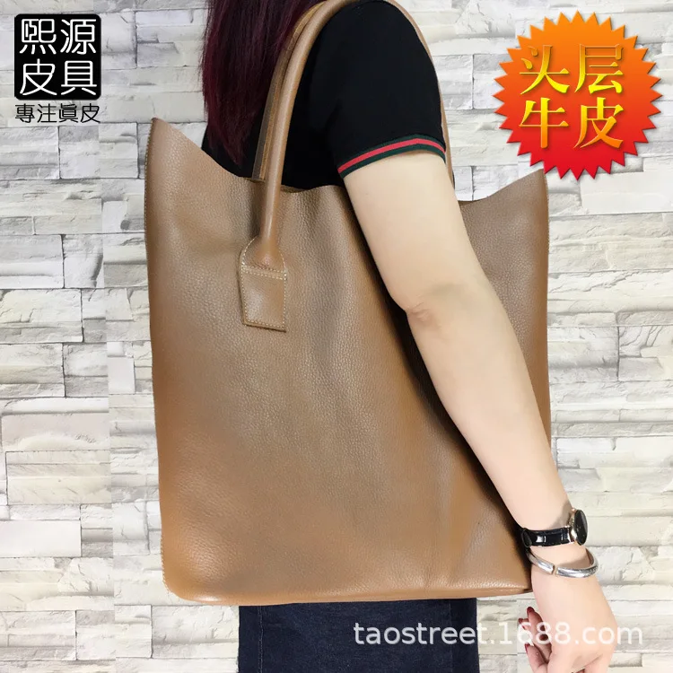 

Europe And America Shoulder Bag Handbag WOMEN'S Leather Bags Simple Casual WOMEN'S Bag Large Capacity Tote Bag Full-grain Leathe