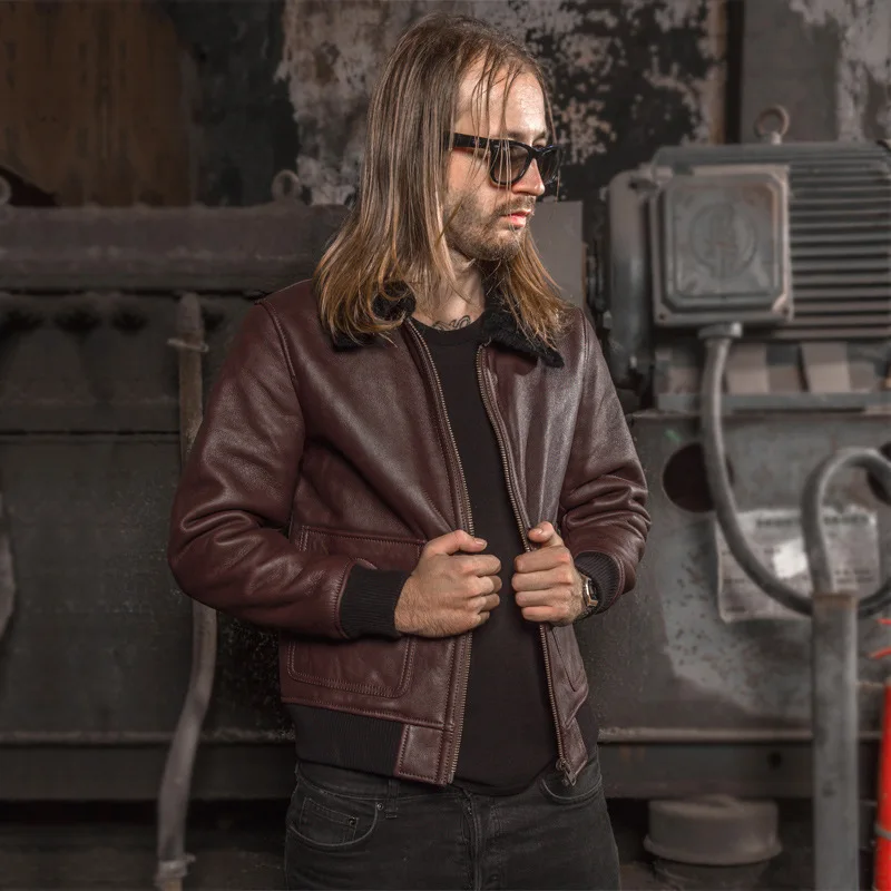 Американский авиационный костюм A2, Мужская короткая приталенная куртка из овечьей кожи с отложным воротником, кожаная куртка из натуральной кожи, одежда Fas
