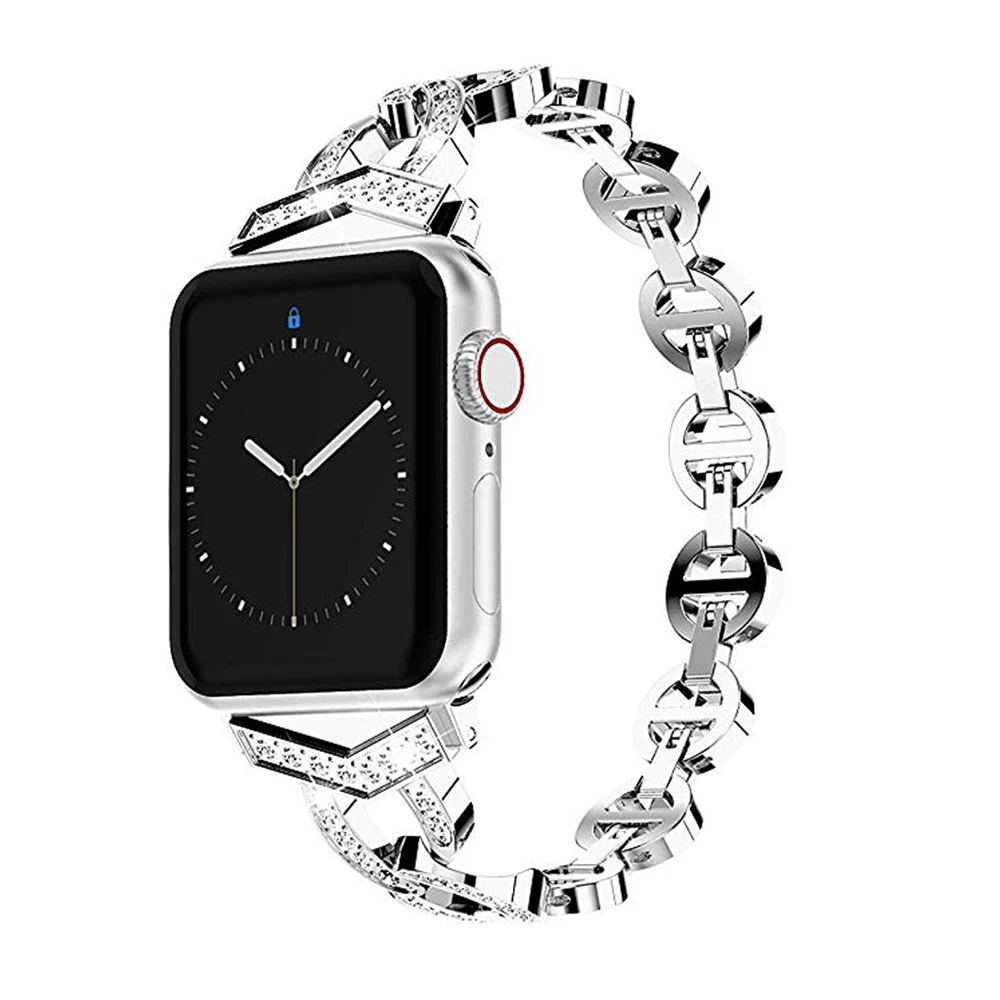Ремешок для Apple Watch band 40 мм 38 мм 44 мм 42 мм женский ремешок с бриллиантами для iWatch belt series 4 3 2 1 браслет из нержавеющей стали