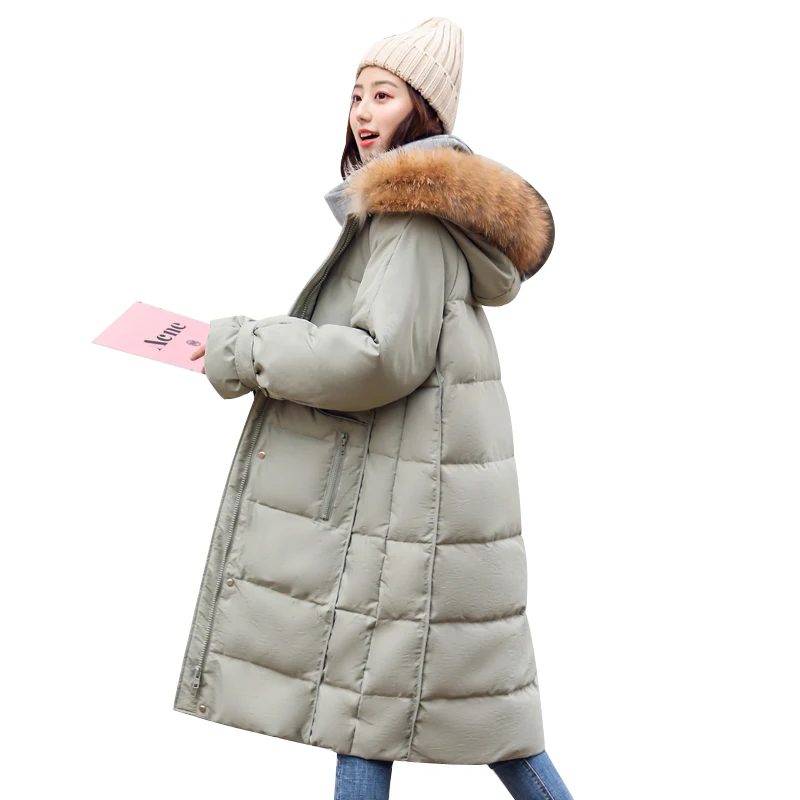 

Large size Down jacket Women Winter Coat Oversized Fur collar Hooded Tops Plus size XS-L Thick Warm White duck down Coats Female
