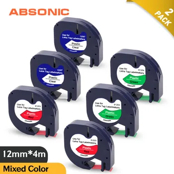 Absonic 6PKマルチカラー12ミリメートル互換dymo letratagラベルテープ12267 91203 91204 16952 16951 dymo LT-100H LT-100Tプリンタ