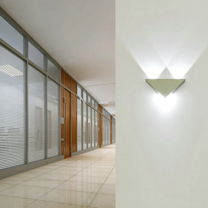 ABUI-Led Triangle Wall Lamp 9W Up/Down Lighting Modern Living Room Bedroom Decorative Wall Lamp(Warm White Light