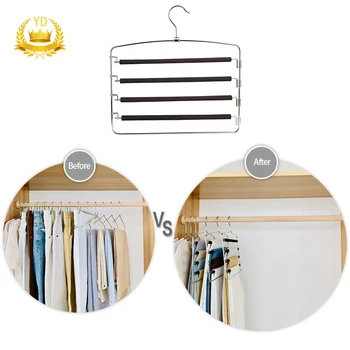 

Fashion 4 in 1 Pant rack shelves Stainless Steel Clothes Hangers Multi-functional Wardrobe Hot Sale Magic Hanger YDHS