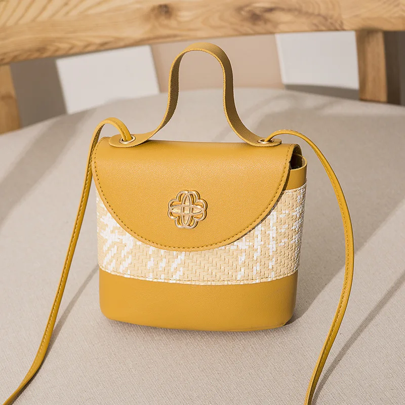 

Guangzhou WOMEN'S Bag 2019 Korean-style Straw Contrast Color Autumn And Winter New Products Backpack Flower Bucket Small Bookbag