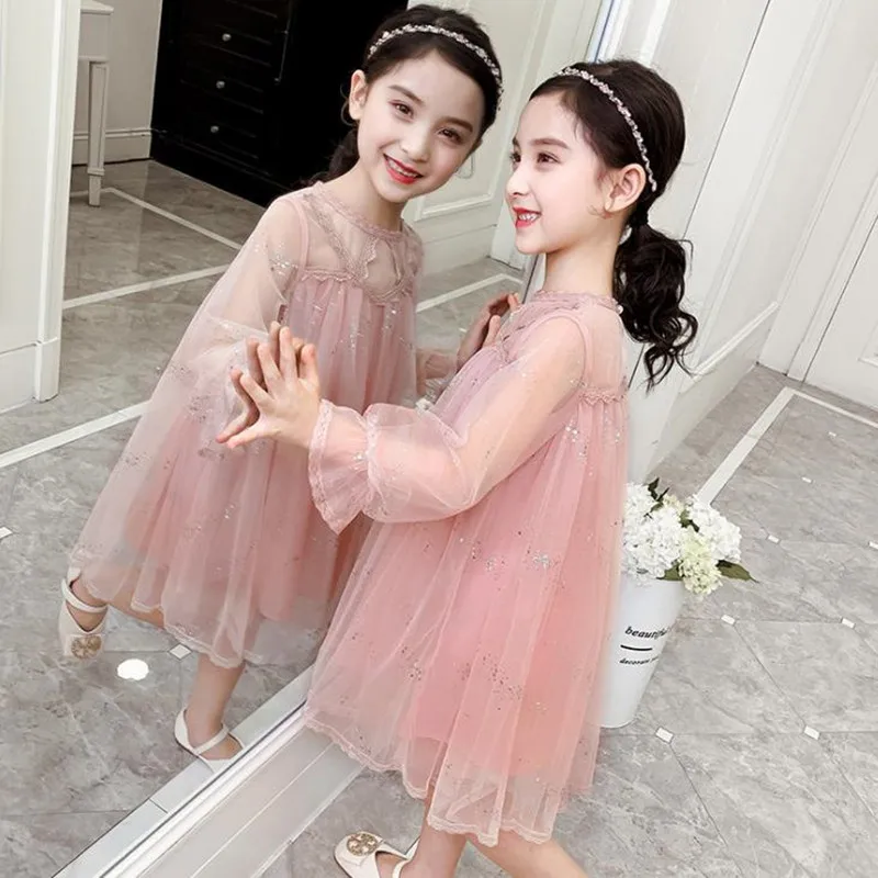 

DFXD Spring Girls Dresses Kids Vestidos Fashion Children's Clothing Glitter Party Princess Dress Baby Ball Gown For 3-12T Outfit