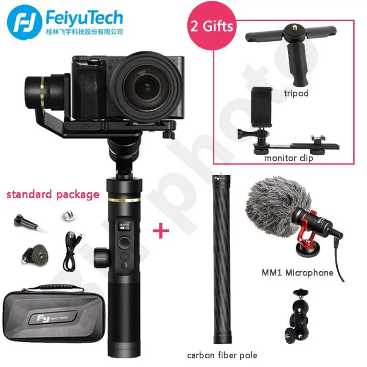 Feiyutech G6 Плюс/G6 Max 3-осевой Карманный стабилизатор для экшн-Камеры Gopro hero DJI Osmo экшн Камера sony a6000 PK Zhiyun Crane M2 - Цвет: G6 plus option 3