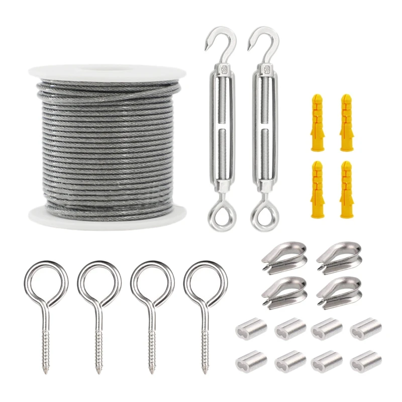PVC Coated 304 Stainless St... panthem Garden Wire Hanging Cable Fence Roll Kit 