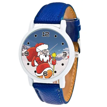 

Women Cartoon Watch Casual Retro Design Christmas Santa Claus Leather Band Analog Quartz Wrist Watch Female Clock Reloj Mujer