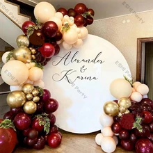 187pcs Pearl Wine Red Latex Balloons Garland Arch Wedding Anniversary Decoration Metal Gold Ballon Valentine's Day Decor Supply