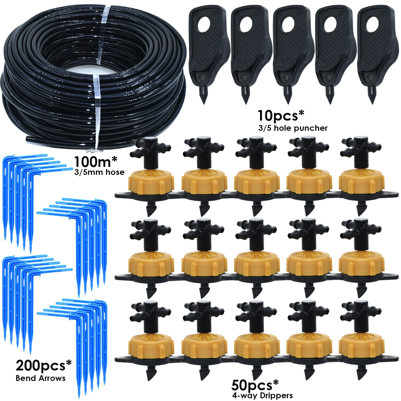 KESLA 5M-100M 2LPH Pressure Compensation Emitter Watering Kits for Agriculture Greenhouse Drop Drip Irrigation System w/ Puncher