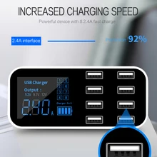 8 многопортовая зарядная станция USB адаптер Автомобильное зарядное устройство смарт-дисплей станция 40 Вт