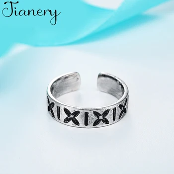 

JIANERY Boho Style 925 Sterling Silver Retro Rings For Women Lady Girls Opening Rings Party Gifts Anillos 2019
