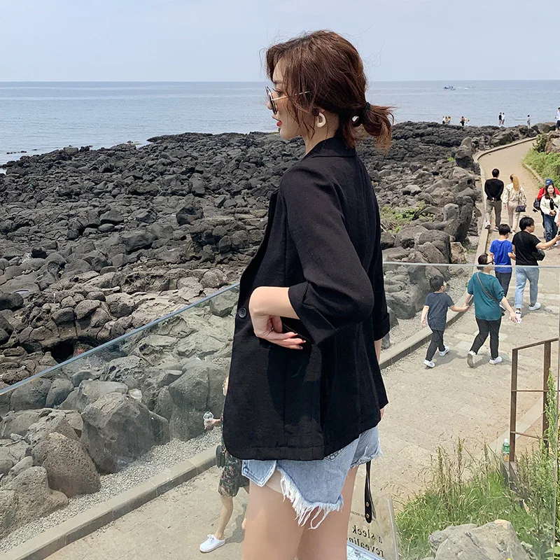 

Photo Shoot Small Suit Coat Women's 2019 Spring Summer New Style Korean-style Loose-Fit Coat Mid-length Air Conditioner Cardigan