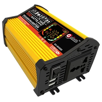 

12V to 220V/110V Car Power Inverter Yellow Converter Adapter Dual USB Voltage Transformer Modified Sine Wave